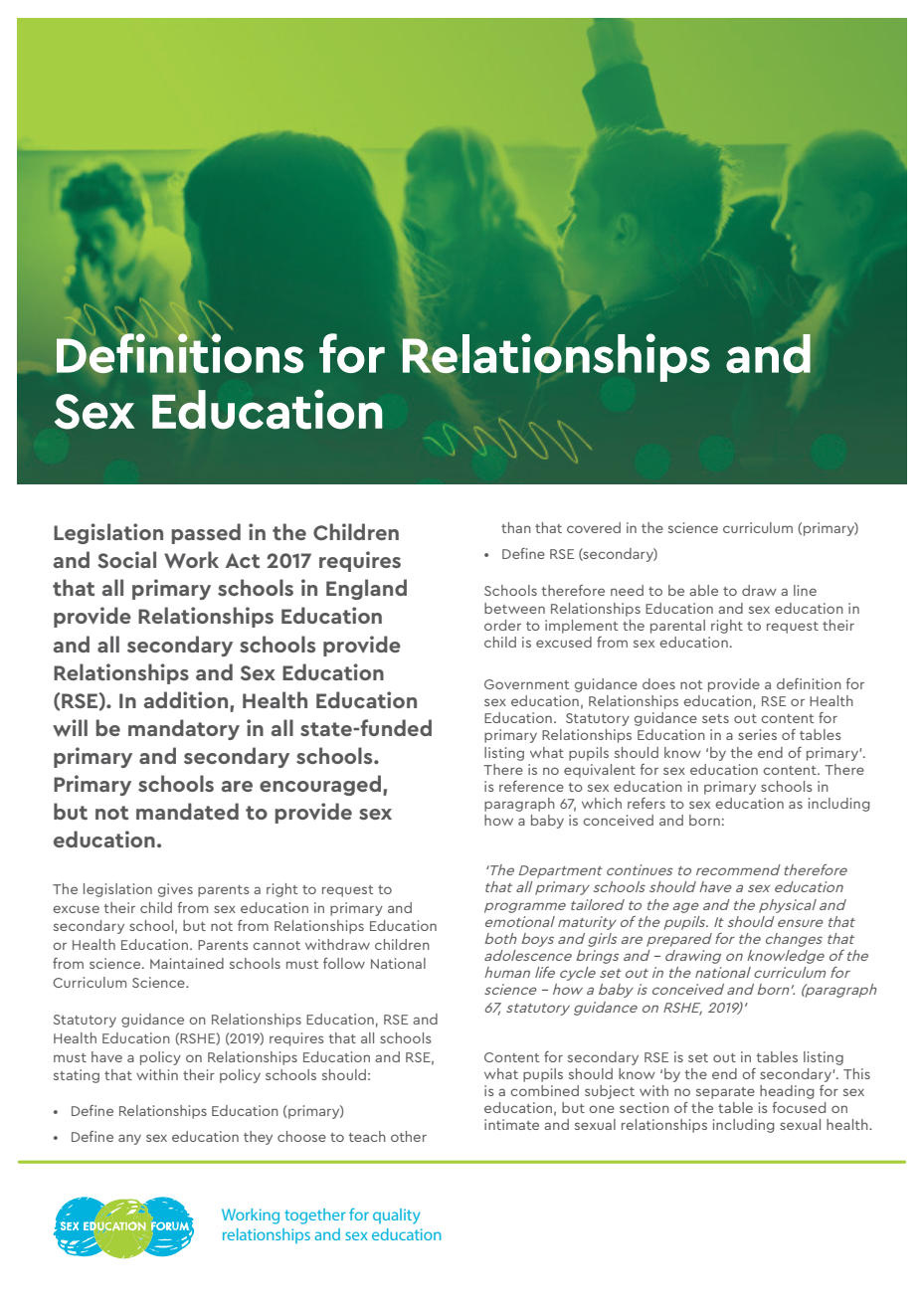 RSE definitions | sexeducationforum.org.uk